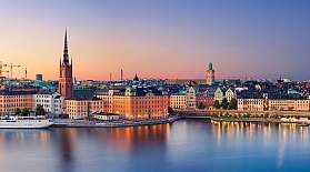 Silhouette von Stockholm bei Abenddämmerung