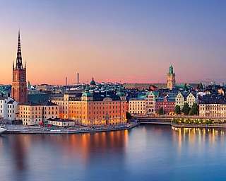Silhouette of Stockholm at dusk