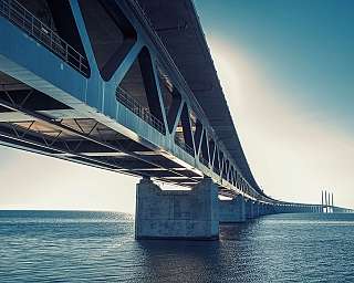 The Øresund Bridge connects Copenhagen with Malmö.